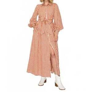NEW LOVE WEDNESDAY gingham daydream maxi dress in orange